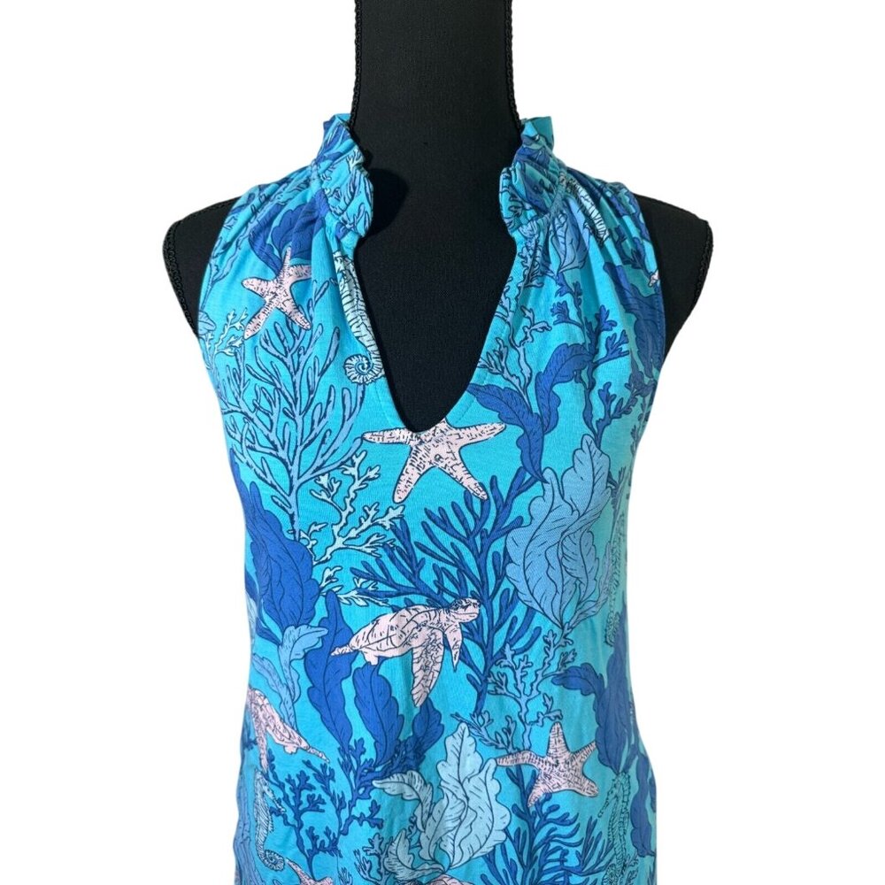 NWT Pappagallo Sleeveless Tank Dress XS Ruffled Hem Nautical Resort Travel Beach - Picture 4 of 10